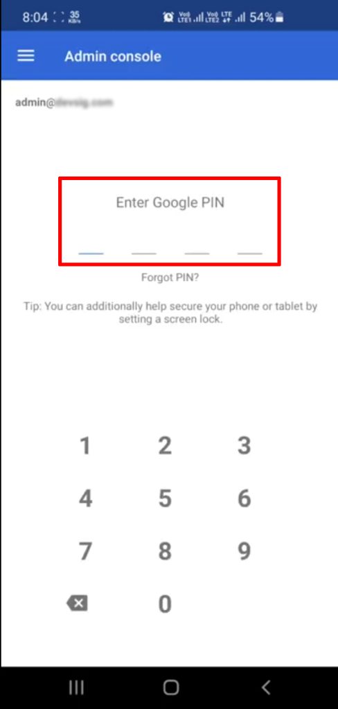 enter google pin